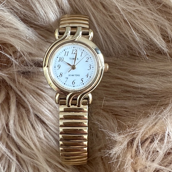 Timex Accessories - Timex Gold-Tone Watch with White Face